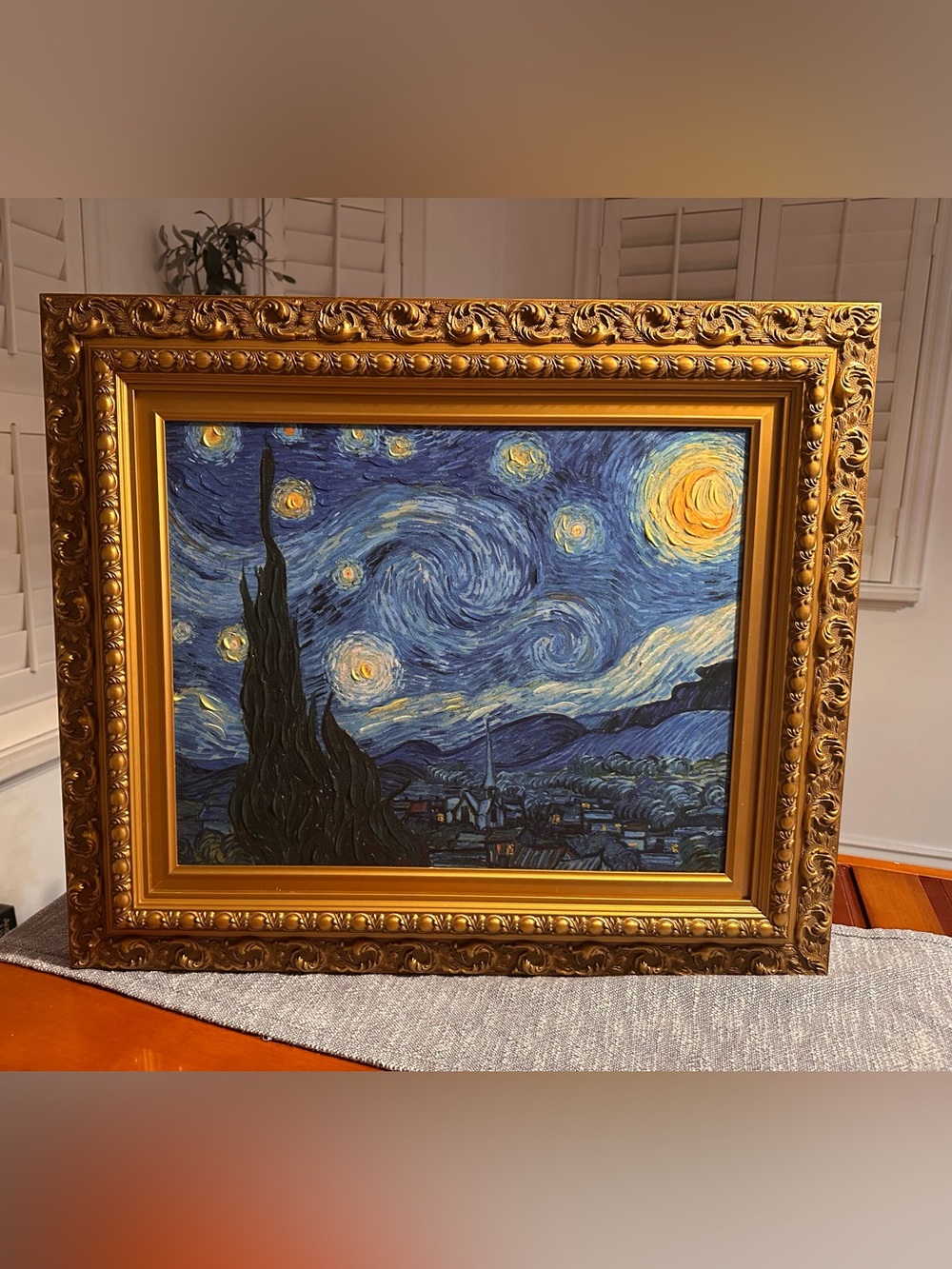27x24” Starry Night by Vincent Van Gogh painting ornate gold frame heavy